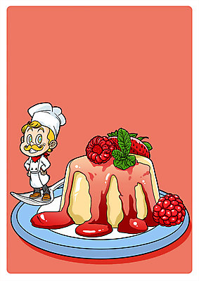 PSD 남자 음식 일러스트 디저트 한명 성인 요리사 허브 시럽 푸딩 국내일러스트 식물 직업 1 사람 파일형식