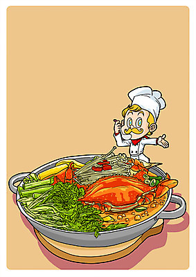 PSD 남자 음식 채소 일러스트 한명 성인 요리사 버섯 꽃게탕 국내일러스트 직업 1 한식 사람 탕 파일형식