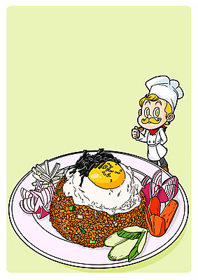 PSD 남자 음식 채소 일러스트 한명 성인 요리사 김 계란프라이 김치볶음밥 국내일러스트 직업 1 사람 해조류 계란요리 볶음밥 파일형식