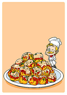 PSD 남자 음식 일러스트 한명 성인 요리사 미트볼 국내일러스트 직업 1 사람 파일형식