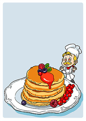 PSD 남자 음식 과일 일러스트 한명 성인 요리사 시럽 팬케이크 국내일러스트 직업 1 사람 케이크 파일형식