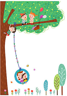 전신 나무 여자 남자 꽃 어린이 나비 일러스트 여러명 여름 소풍 바구니 즐거움 그네 타이어 풍선 나무타기 국내일러스트 AI파일 식물 계절 감정 다수 곤충 모션 사람 야외활동 파일형식 벡터