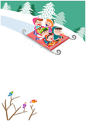여자 남자 어린이 겨울 일러스트 조류 여러명 소풍 바구니 나뭇가지 눈 소나무 즐거움 썰매 국내일러스트 AI파일 자연요소 나무 동물 계절 감정 다수 날씨 사람 야외활동 파일형식 벡터