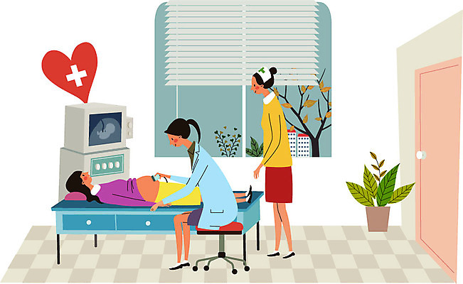 전신 나무 여자 화분 일러스트 창문 건강 병원 서기 성인 세명 눕기 임산부 진료 환자 간호사 의사 하트 블라인드 건강검진 초음파 초음파검사 국내일러스트 AI파일 모양 식물 의학 모션 사람 임신 의료진 커튼 검사_조사 파일형식 벡터