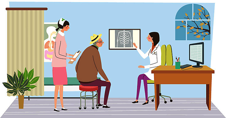 전신 나무 여자 노년 남자 화분 의자 일러스트 창문 엑스레이 건강 병원 서기 앉기 성인 세명 컴퓨터 진료 환자 간호사 의사 책상 건강검진 가림막 진료판 국내일러스트 AI파일 식물 가구 의학 모션 사람 전자제품 의료진 검사_조사 파일형식 벡터