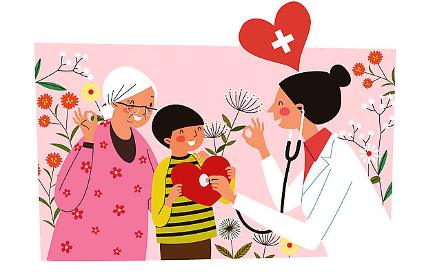 식물 여자 노년 남자 꽃 어린이 일러스트 청진기 건강 서기 웃음 상반신 성인 세명 진료 환자 의사 하트 건강검진 국내일러스트 AI파일 모양 의학 의료기기 모션 표정 사람 의료진 검사_조사 파일형식 벡터