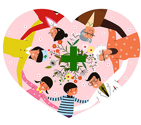 식물 여자 노년 남자 꽃 어린이 일러스트 어깨동무 함께함 건강 서기 웃음 여러명 상반신 성인 환자 간호사 의사 하트 건강검진 국내일러스트 AI파일 모양 포즈 다수 컨셉 의학 모션 표정 사람 의료진 검사_조사 파일형식 벡터