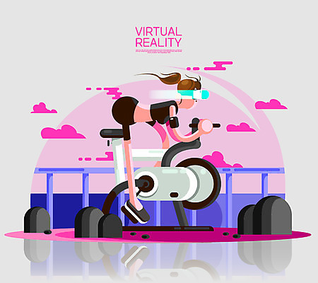 전신 구름 여자 바다 일러스트 한명 성인 운동 자전거 체험 가상현실 오큘러스 VR기기 국내일러스트 AI파일 자연요소 1 컨셉 건강 사람 바이크 기계 파일형식 벡터