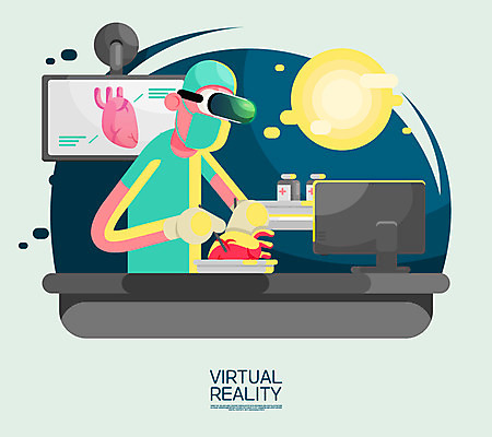 남자 일러스트 한명 상반신 성인 모니터 의사 심장 체험 수술 약병 수술복 가상현실 오큘러스 VR기기 국내일러스트 AI파일 1 컨셉 의학 사람 치료 컴퓨터 약 기계 의료진 가운 장기_의학 병_담는 파일형식 벡터