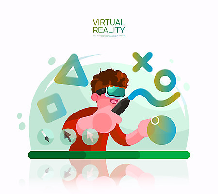 남자 일러스트 한명 상반신 성인 태블릿 펜 체험 그림 가상현실 오큘러스 VR기기 국내일러스트 AI파일 1 컨셉 사람 전자제품 스마트기기 필기구 기계 파일형식 벡터