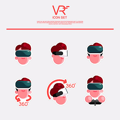 아이콘 남자 얼굴 여러명 성인 세트 게임 체험 360도 가상현실 오큘러스 VR기기 2D아이콘 AI파일 다수 컨셉 놀이 사람 신체부위 기계 각도 파일형식 벡터