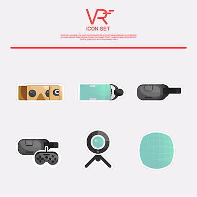 아이콘 사람없음 세트 카메라 체험 게임기 가상공간 게임패드 가상 가상현실 오큘러스 VR기기 2D아이콘 AI파일 컨셉 전자제품 기계 파일형식 벡터
