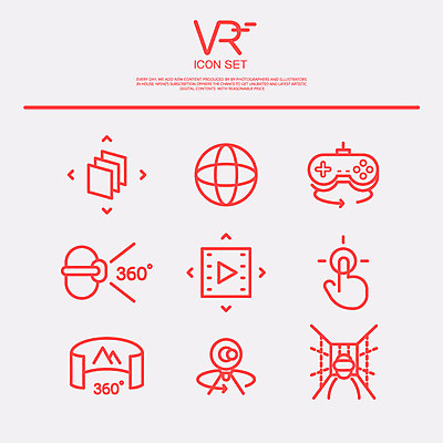 아이콘 사람없음 세트 카메라 사진촬영 체험 동영상 360도 가상공간 가상현실 오큘러스 VR기기 2D아이콘 AI파일 컨셉 전자제품 촬영 기계 각도 파일형식 벡터