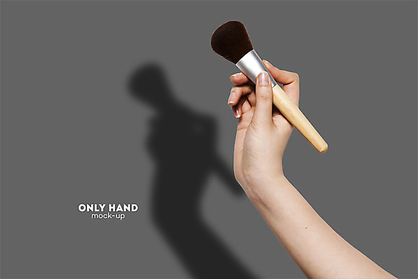 PSD 편집 편집이미지 손 여자 한손 그림자 한명 들기 손짓 신체부위 화장 뷰티 전단 합성 메이크업브러쉬 목업 이미지편집 1 모션 사람 붓 홍보물 파일형식