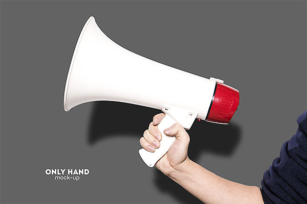 PSD 편집 편집이미지 손 남자 한손 그림자 한명 들기 손짓 신체부위 확성기 잡기 발표 알림 전단 합성 오리엔테이션 투쟁 목업 이미지편집 1 모션 사람 홍보물 파일형식
