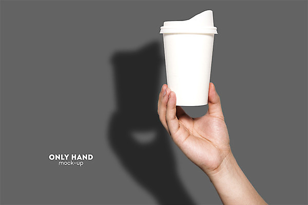PSD 편집 편집이미지 손 남자 커피 한손 그림자 한명 들기 손짓 신체부위 종이컵 전단 합성 바리스타 테이크아웃컵 홀더 목업 이미지편집 직업 1 음료 모션 사람 컵 일회용 홍보물 파일형식