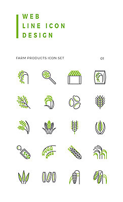 아이콘 곡류 사람없음 농작물 세트 벼 쌀 라인아이콘 보리 2D아이콘 AI파일 농업 파일형식 벡터