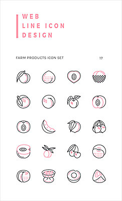 아이콘 과일 사람없음 농작물 세트 체리 라인아이콘 복숭아 자두 천도복숭아 2D아이콘 AI파일 농업 파일형식 벡터
