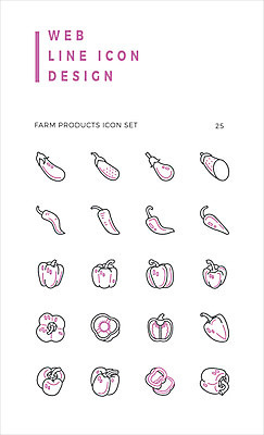 아이콘 고추 가지 피망 파프리카 사람없음 농작물 세트 라인아이콘 2D아이콘 AI파일 농업 채소 파일형식 벡터
