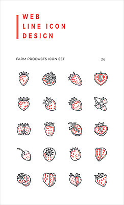 아이콘 과일 딸기 사람없음 농작물 세트 라인아이콘 2D아이콘 AI파일 농업 파일형식 벡터