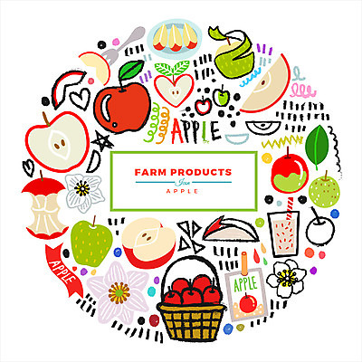 꽃 리본 과일 일러스트 사람없음 농작물 바구니 주스 사과 국내일러스트 AI파일 식물 음료 농업 파일형식 벡터