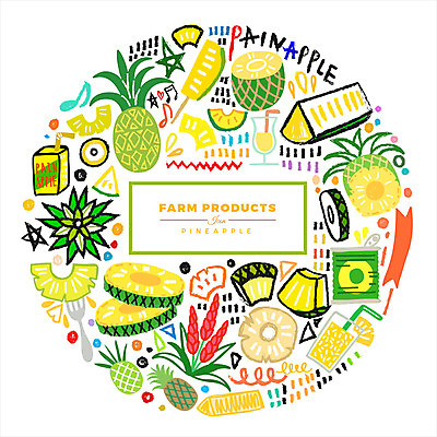 리본 과일 일러스트 사람없음 농작물 주스 파인애플 통조림 국내일러스트 AI파일 음료 농업 열대과일 파일형식 벡터
