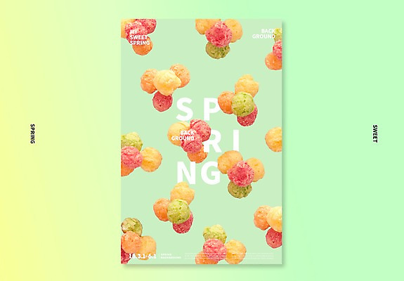 PSD 편집이미지 포스터 백그라운드 디저트 사람없음 그래픽 3D 과자 봄 달콤 디지털합성 팝콘 강냉이 이미지편집 편집3D 계절 음식 맛 파일형식