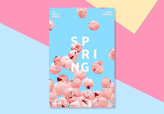 PSD 편집이미지 포스터 분홍색 백그라운드 디저트 사람없음 그래픽 3D 과자 봄 달콤 디지털합성 강냉이 이미지편집 편집3D 계절 음식 컬러 맛 파일형식