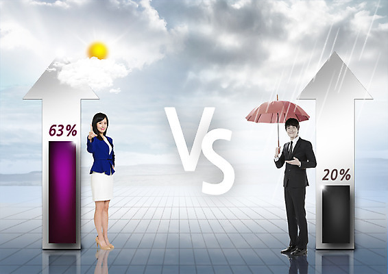 전신 PSD 편집이미지 여자 남자 화살표 우산 날씨 서기 20대 성인 두명 태양 경쟁 한국인 비즈니스맨 비즈니스우먼 비 투표 선거 상승 성인만 이미지편집 자연요소 컨셉 비즈니스 모션 사람 동양인 청년 직장인 민주주의 파일형식