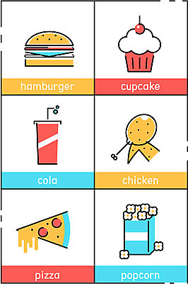 일러스트 피자 사람없음 세트 치킨 햄버거 컵케이크 콜라 팝콘 조각피자 국내일러스트 AI파일 패스트푸드 서양음식 케이크 탄산음료 닭고기요리 파일형식 벡터