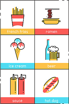 일러스트 아이스크림 디저트 맥주 사람없음 세트 감자튀김 라면 소스 핫도그 국내일러스트 AI파일 음식 감자 주류 패스트푸드 튀김 면류 양념 파일형식 벡터