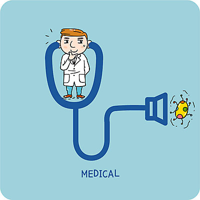 남자 일러스트 의학 청진기 세포 한명 성인 진료 의사 박테리아 볼드라인 국내일러스트 AI파일 1 의료기기 사람 의료진 라인아이콘 파일형식 벡터