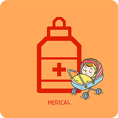 일러스트 의학 건강 한명 약 아기 잠 약병 유모차 볼드라인 국내일러스트 AI파일 1 사람 아기용품 라인아이콘 병_담는 파일형식 벡터