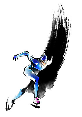 전신 PSD 포즈 일러스트 캘리그라피 붓터치 겨울스포츠 운동선수 동계올림픽 한명 성인 스피드스케이팅 국내일러스트 1 스포츠 올림픽 사람 스케이팅 파일형식