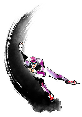 전신 PSD 포즈 일러스트 캘리그라피 붓터치 겨울스포츠 운동선수 동계올림픽 한명 성인 스피드스케이팅 국내일러스트 1 스포츠 올림픽 사람 스케이팅 파일형식