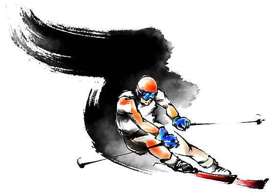 전신 PSD 포즈 일러스트 캘리그라피 붓터치 스키 겨울스포츠 운동선수 동계올림픽 한명 성인 스키선수 국내일러스트 1 스포츠 올림픽 사람 파일형식