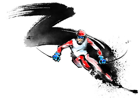 전신 PSD 포즈 일러스트 캘리그라피 붓터치 스키 겨울스포츠 운동선수 동계올림픽 한명 성인 스키선수 국내일러스트 1 스포츠 올림픽 사람 파일형식