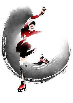 전신 PSD 여자 포즈 일러스트 캘리그라피 붓터치 겨울스포츠 운동선수 동계올림픽 한명 성인 피겨스케이팅 피겨스케이터 국내일러스트 1 스포츠 올림픽 사람 스케이팅 스케이터 파일형식
