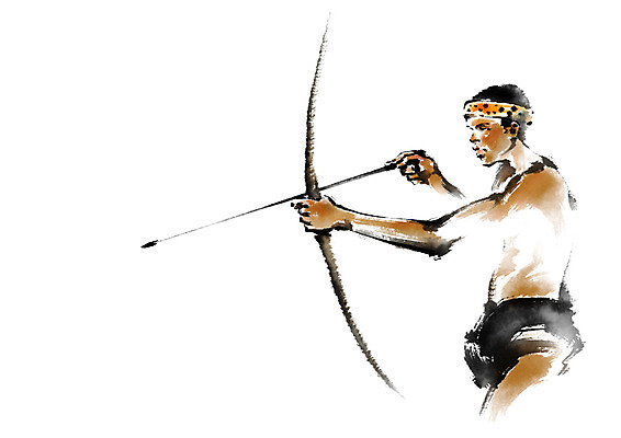 PSD 남자 일러스트 캘리그라피 붓터치 화살 한명 상반신 성인 원주민 국내일러스트 1 사람 아프리카인 파일형식