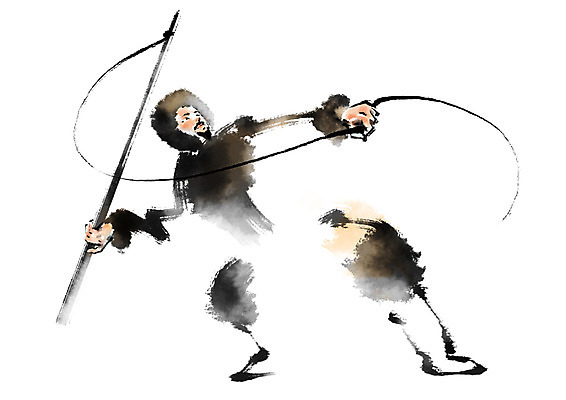 전신 PSD 남자 창 일러스트 캘리그라피 붓터치 한명 성인 원주민 에스키모 에스키모인 국내일러스트 1 무기 사람 아프리카인 파일형식