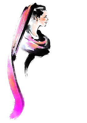 PSD 여자 분홍색 일러스트 캘리그라피 붓터치 한명 상반신 성인 국내일러스트 1 컬러 사람 파일형식