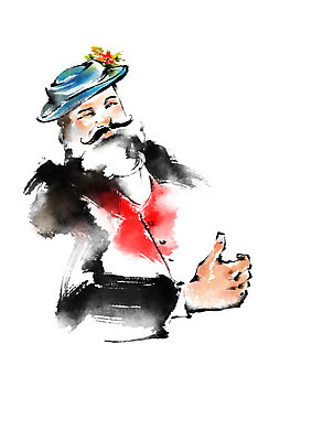 PSD 남자 일러스트 캘리그라피 붓터치 수염 한명 상반신 성인 국내일러스트 1 사람 파일형식