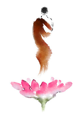 PSD 남자 불교 일러스트 캘리그라피 붓터치 연꽃 한명 성인 승려 국내일러스트 1 꽃 종교 사람 성직자 파일형식