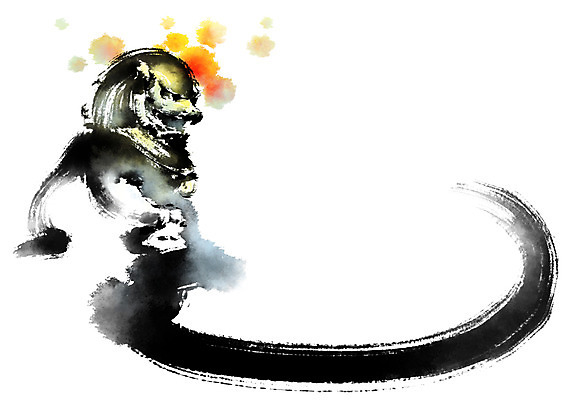 PSD 일러스트 캘리그라피 붓터치 사람없음 중국 석상 사자상 국내일러스트 아시아 파일형식