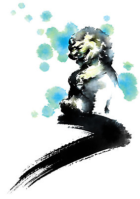 PSD 일러스트 캘리그라피 붓터치 사람없음 중국 석상 사자상 국내일러스트 아시아 파일형식