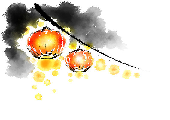 PSD 일러스트 캘리그라피 붓터치 사람없음 중국 연등 국내일러스트 아시아 등불 불교용품 파일형식