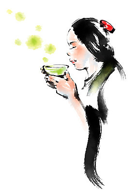 PSD 여자 일러스트 캘리그라피 붓터치 한명 성인 차 국내일러스트 1 음료 사람 파일형식