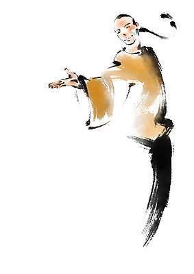 PSD 남자 일러스트 캘리그라피 붓터치 한명 상반신 성인 중국인 무술인 소림무술 국내일러스트 외국인 1 사람 동양인 파일형식