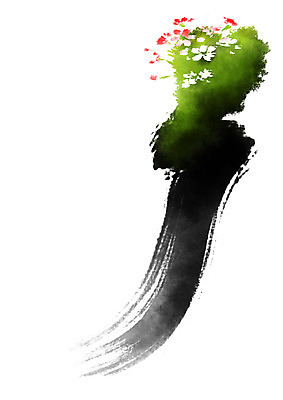 PSD 식물 꽃 일러스트 캘리그라피 붓터치 잔디 사람없음 국내일러스트 파일형식