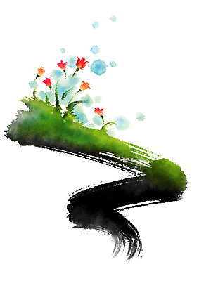 PSD 식물 꽃 일러스트 캘리그라피 붓터치 잔디 사람없음 국내일러스트 파일형식